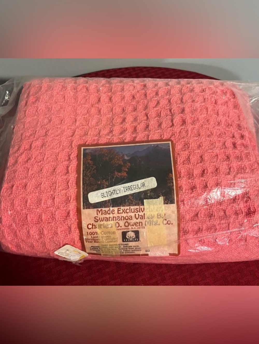 Unicorn Rare! 🌸 Vintage New Old Time Pottery 100% Cotton Loom-Woven Throw, Pink - Picture 3 of 7